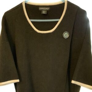 Cynthia Rowley Black and White Short Sleeve Sweater Extra Large